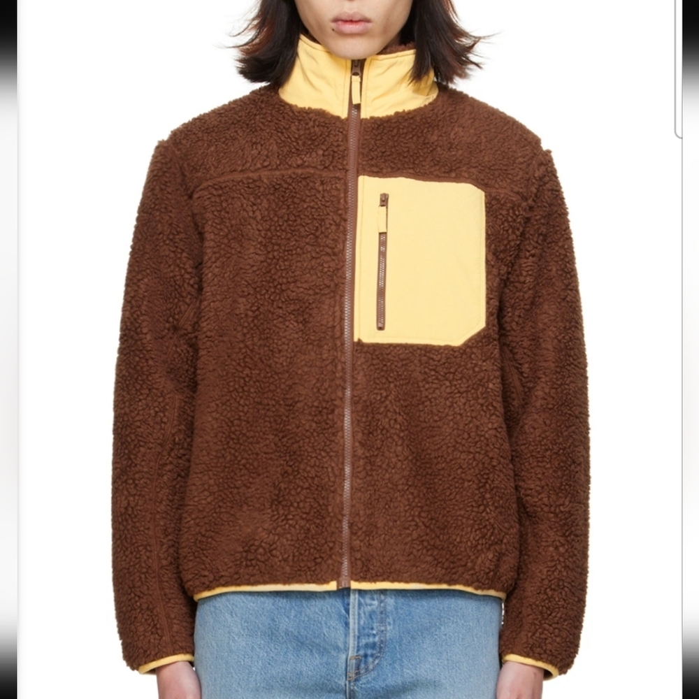 Madhappy Brown and Yellow Sherpa Full Zip Jacket